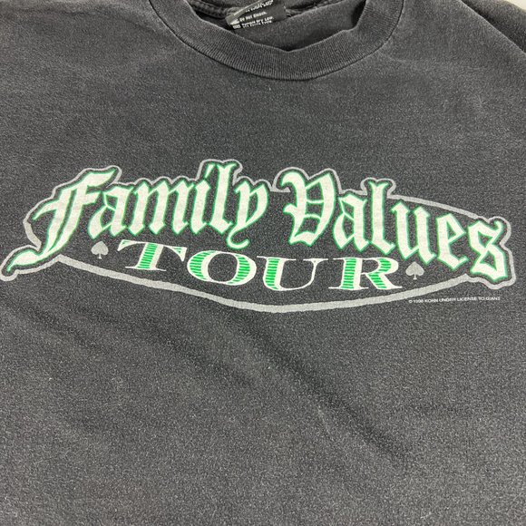 VTG 90s Korn Family Values Tour Shirt Extra Large Black Faded Short Sleeve Tee - Picture 2 of 12